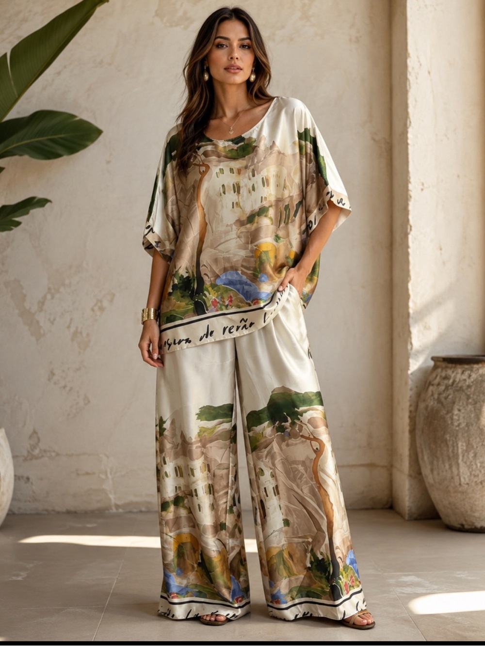 Made in Italy Watercolor Print Two-Piece Set